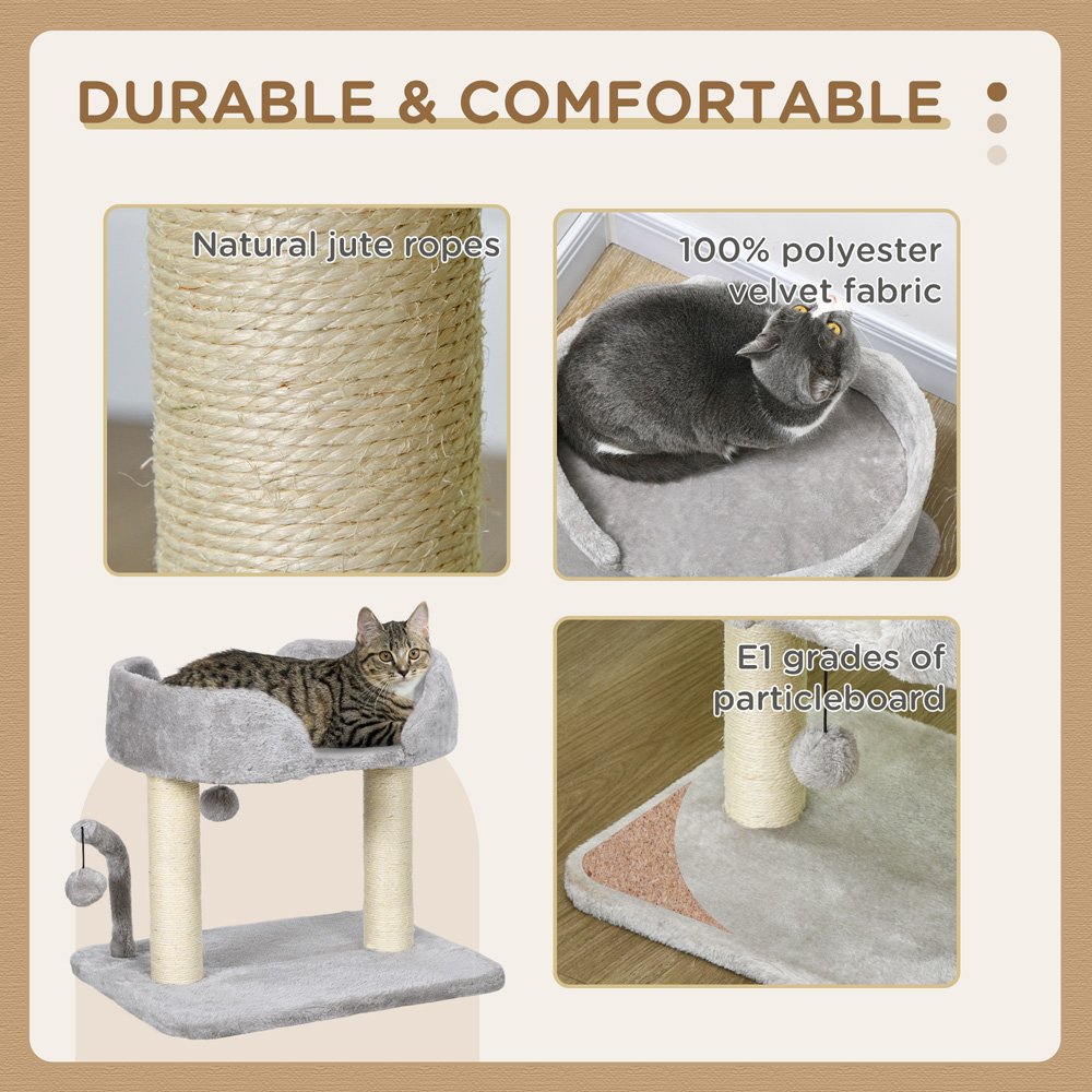 PawHut Indoor Cat Tree with Toy Balls Sisal Scratching Post Image 4