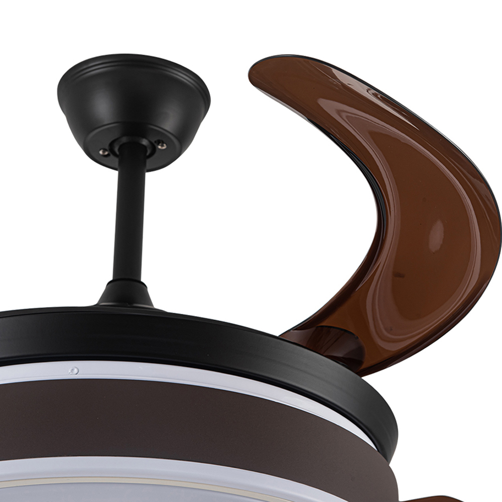 Living and Home Brown Round Ceiling Fan with Light and Remote Image 6