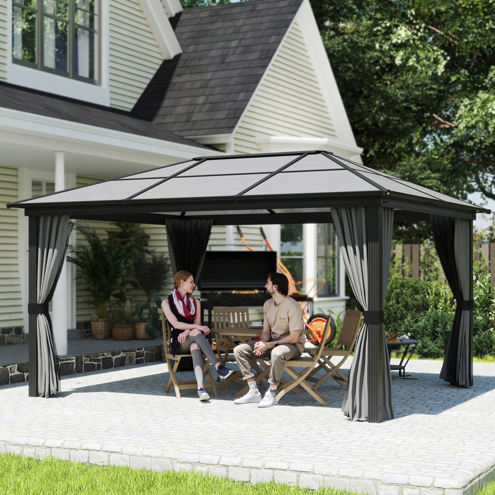 Outsunny 4.2 x 3.6m Black Aluminium Frame Hardtop Gazebo Image 4
