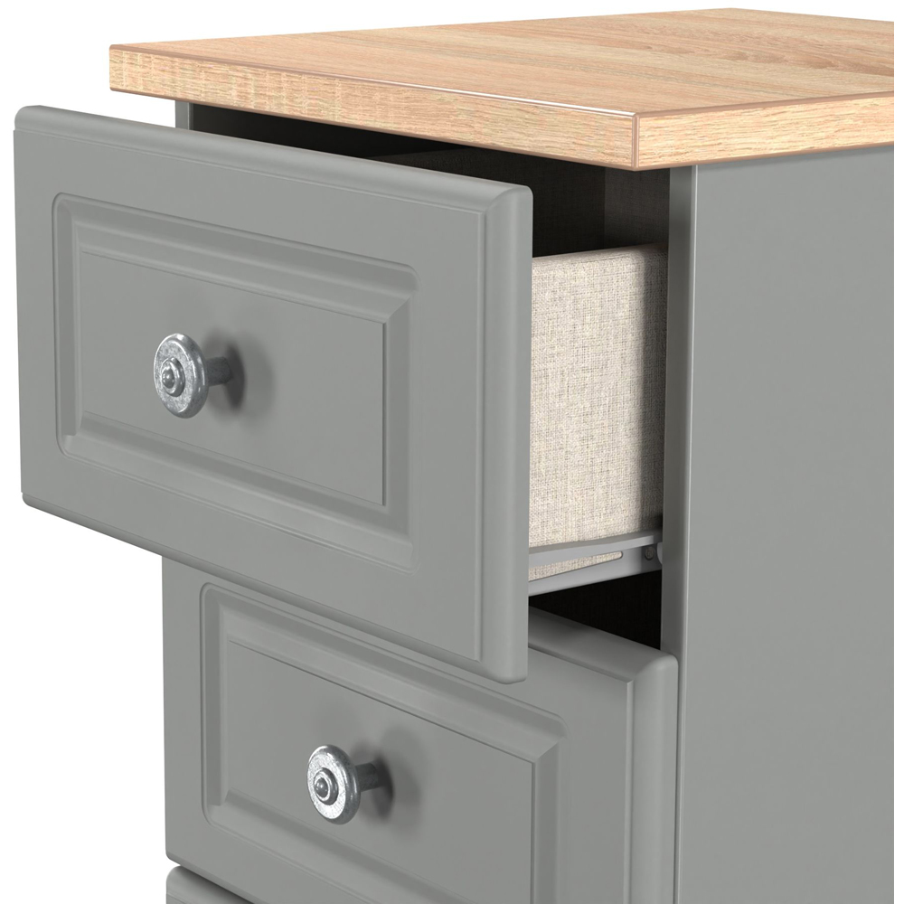 Crowndale Norfolk 5 Drawer Dusk Grey and Bardolino Oak Tall Bedside Cabinet Ready Assembled Image 6