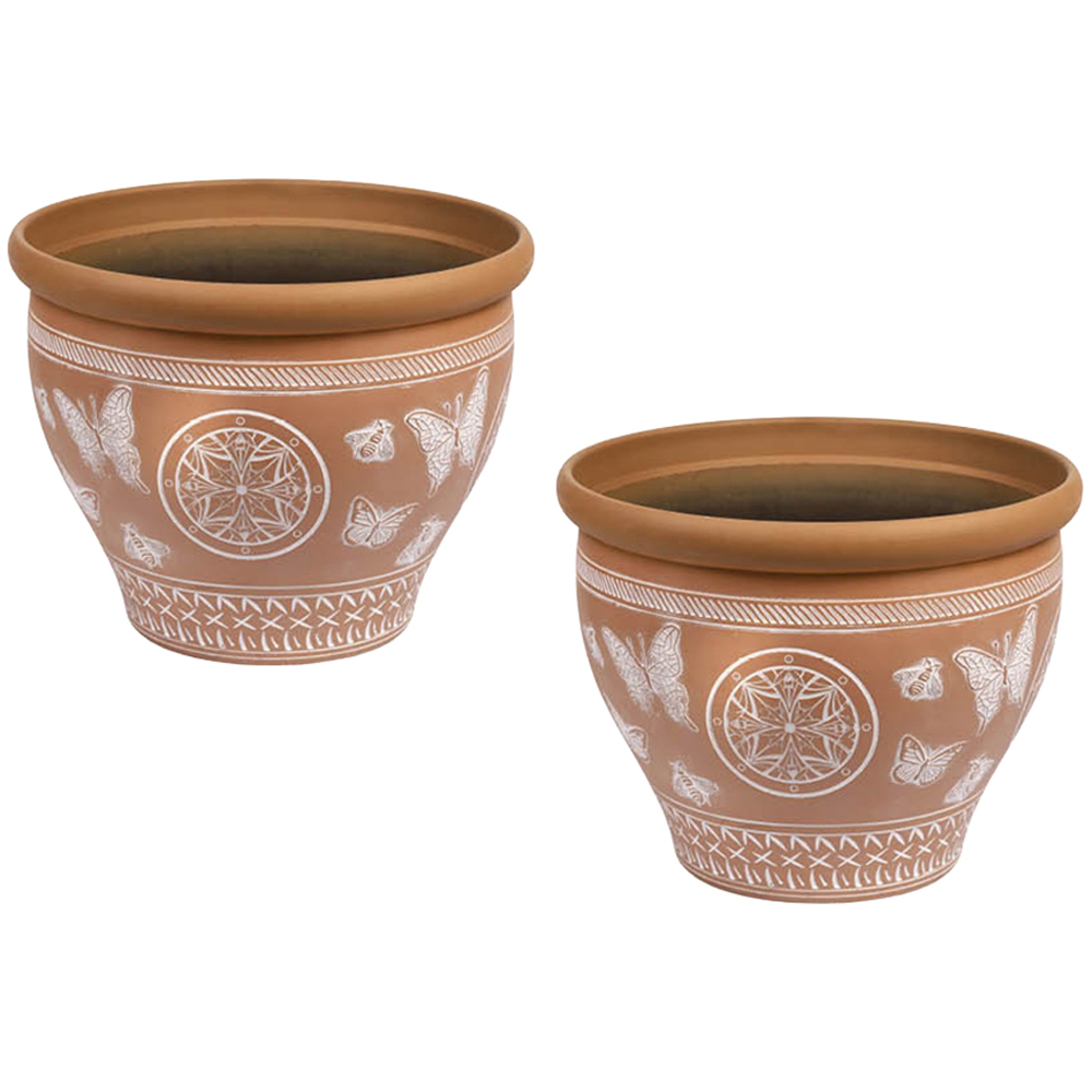 YouGarden Papilio Terracotta Planter 38cm 2 Pack Image 1