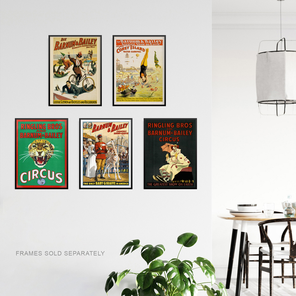 Artery8 Vintage Barnum and Bailey Greatest Show On Earth Circus Wall Art Print 30 x 41cm 5 Pack Image 3