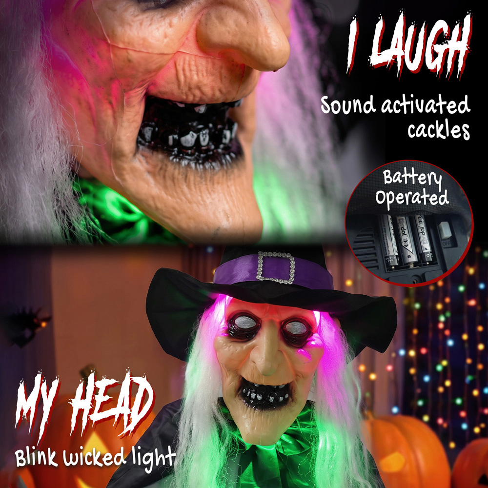 HOMCOM Light Up Life-Size Animated Scary Witch Halloween Decoration 6.5ft Image 8
