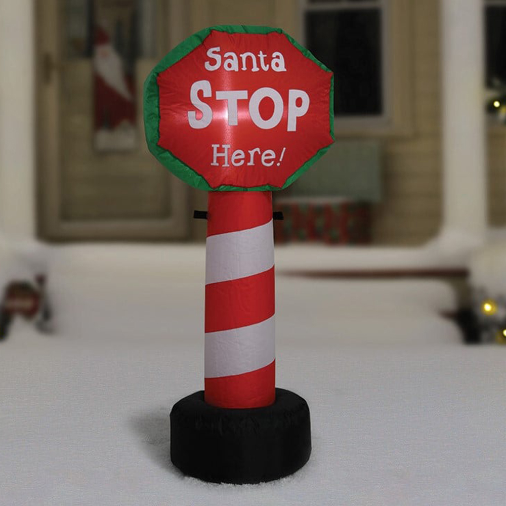 Inflatable Santa Stop Here 3.5ft Image 1