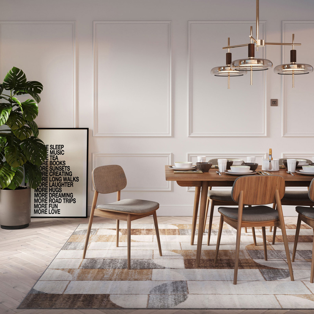 Kukoon Neutral and Beige Retro Geometric Rug 290 x 200cm Image 2