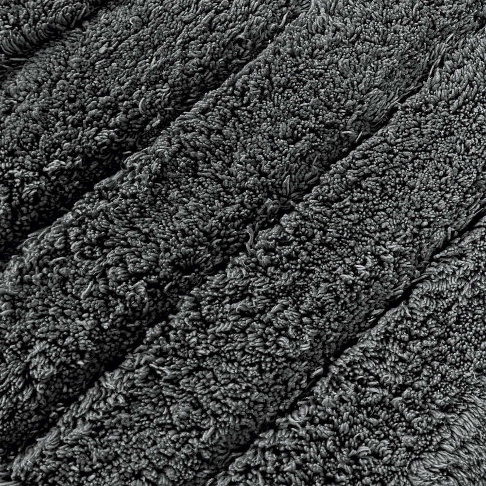 Allure Bath Fashions Charcoal Grey Ribbed Bath Mat Set 2 Piece Image 3