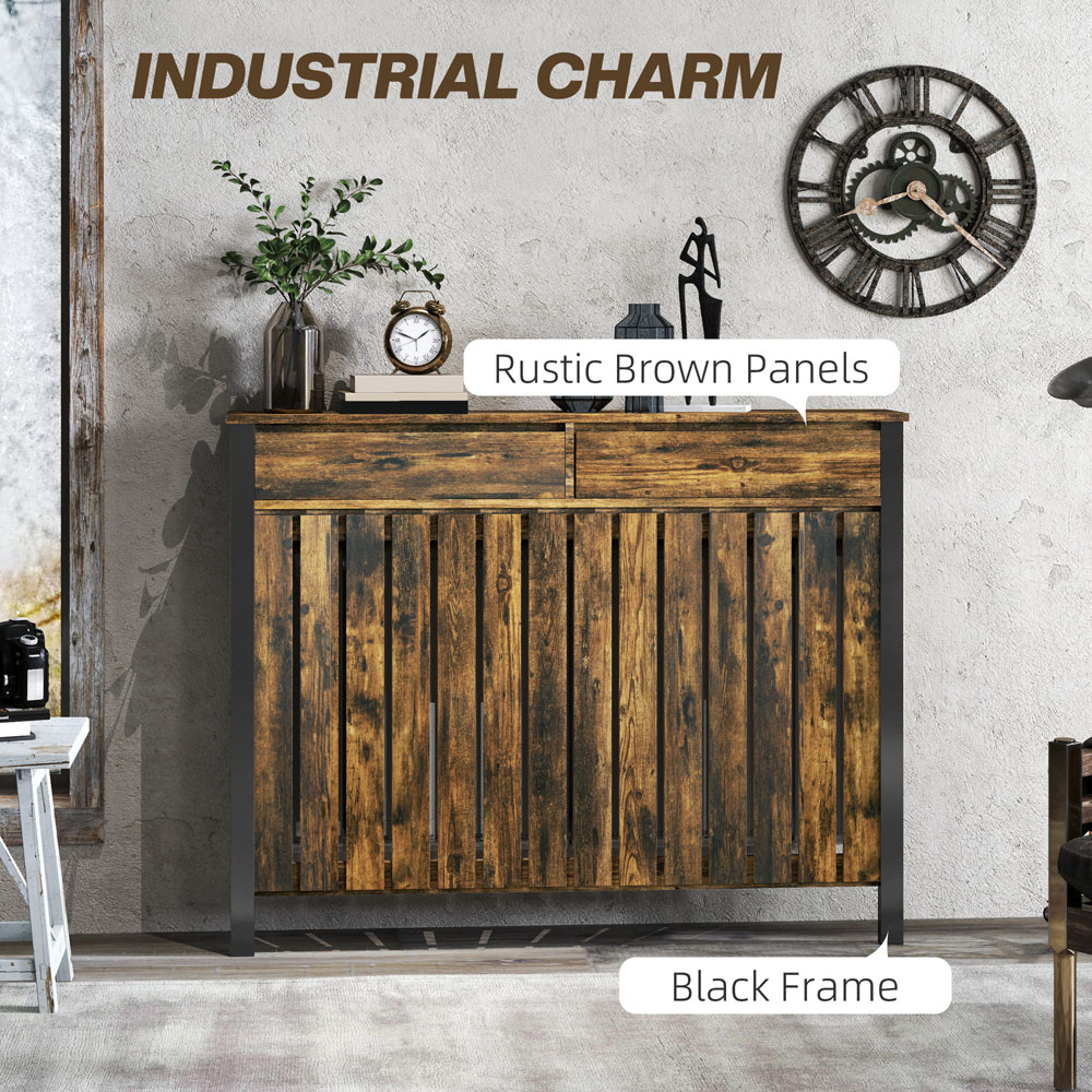 Portland Wood Effect Vertical Slats Radiator Cover Large Image 5