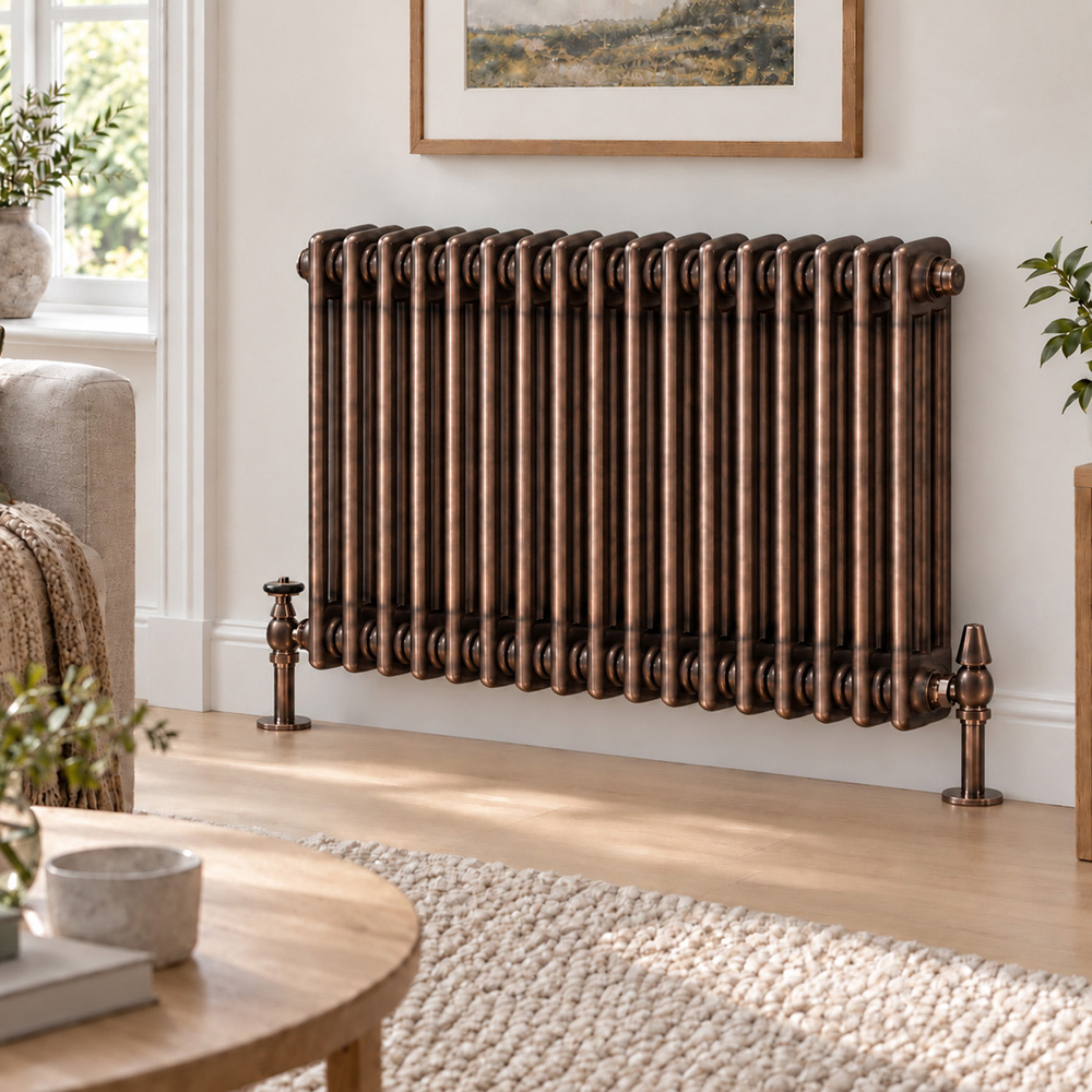 Go Bathrooms Clarence Antique Copper 3 Column 17 Section Radiator 600 x 785mm Image 2