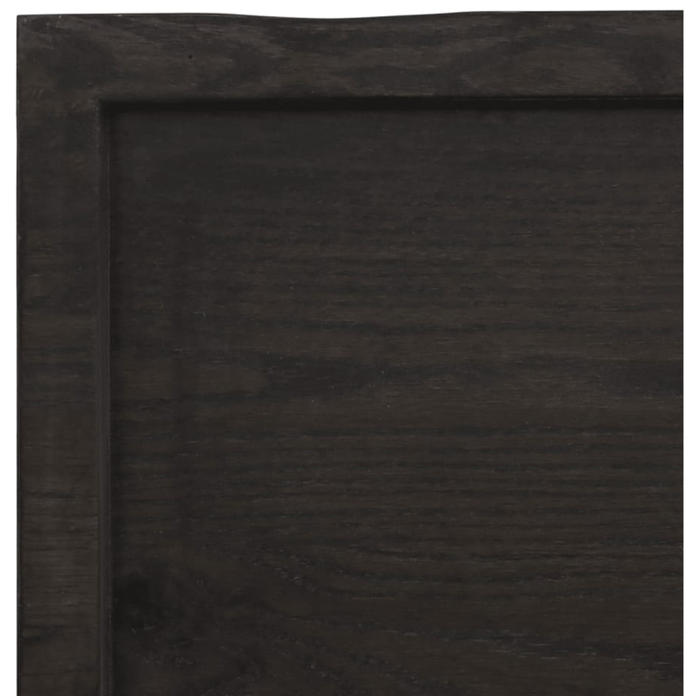 vidaXL 100 x 60 x 6cm Dark Brown Treated Solid Wood Oak Wall Shelf Image 5
