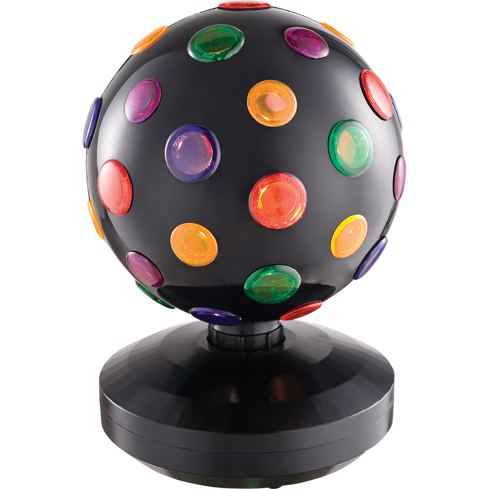 Cheetah Black Revolving Disco Ball with Multicolour Light Beams 8 inch Image 1