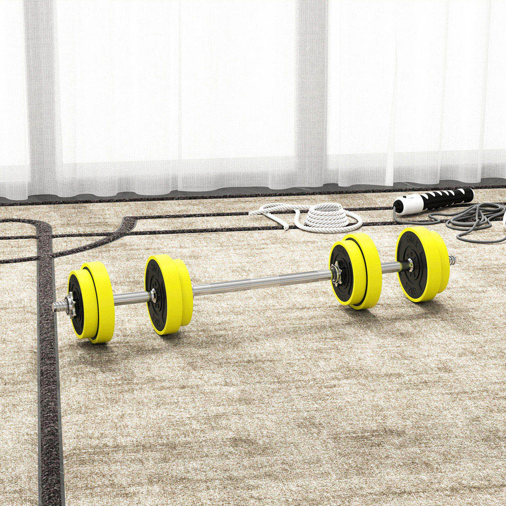HOMCOM 2-in-1 Adjustable Barbell Dumbbells Weight Set 20kg Image 4