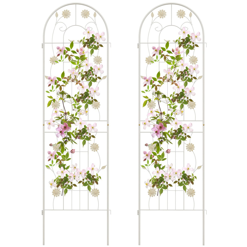 Costway White Metal Garden Trellis 220 x 50cm 2 Pack Image 1