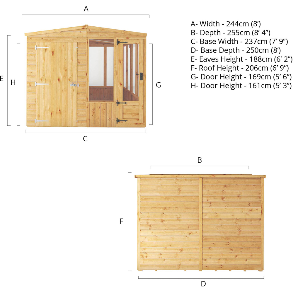 Mercia Woodsman Styrene 8 x 8ft Greenhouse and Shed Image 8
