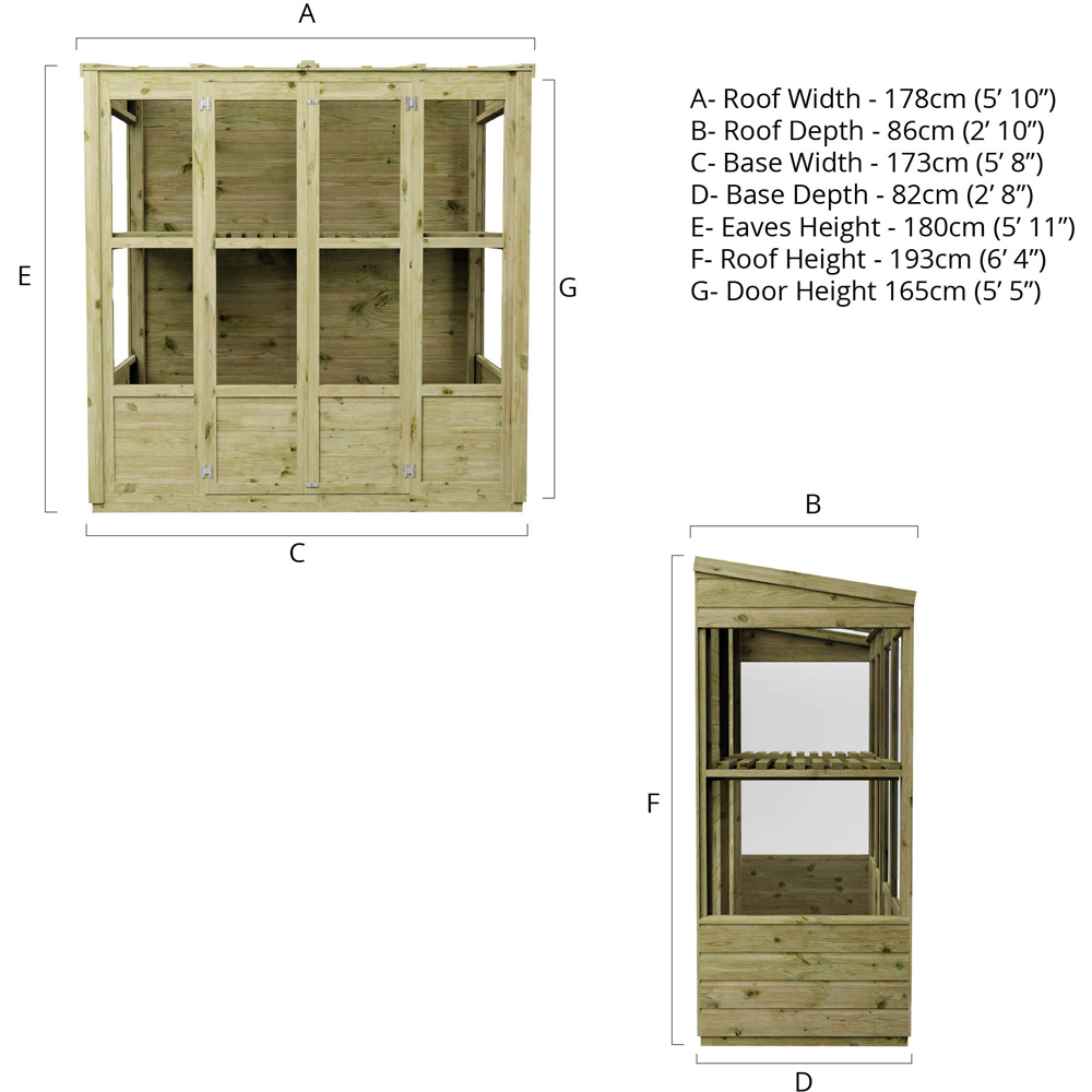 Mercia Wooden 5.7 x 2.7ft Tall Wall Greenhouse Image 8