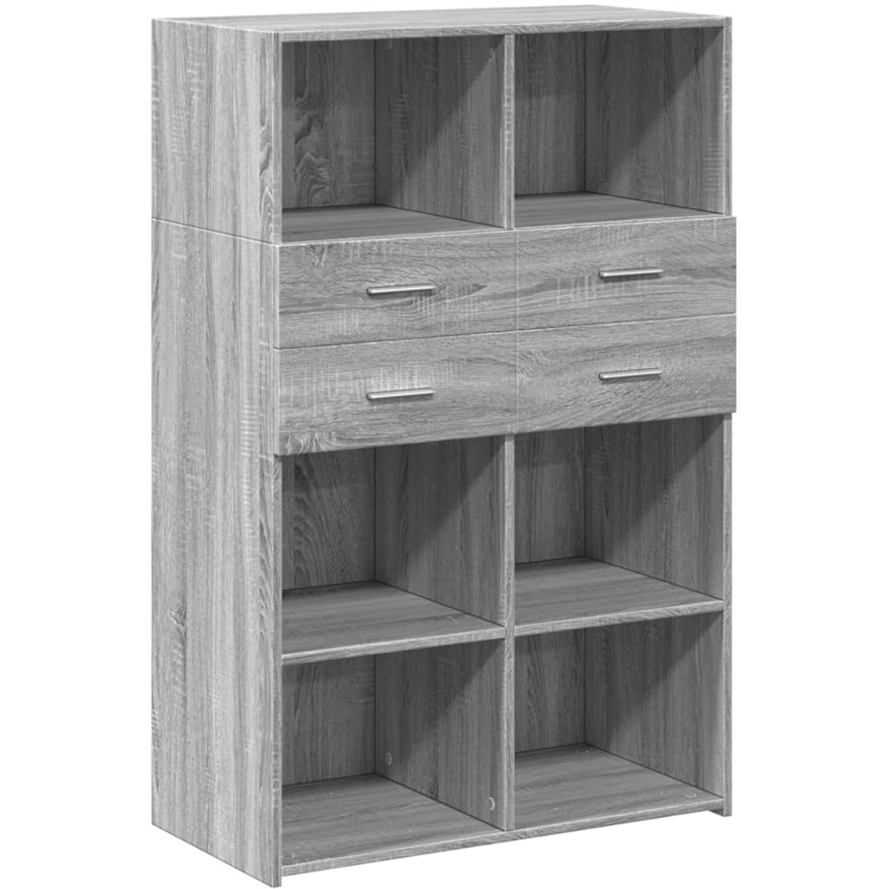 vidaXL 2 Drawer 6 Shelf Grey Sonoma Small Highboard Image 2
