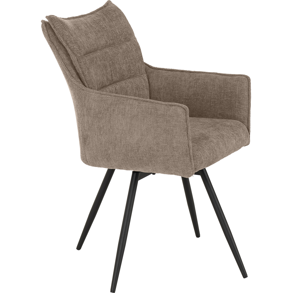 Seconique Lewis Set of 2 Fawn Fabric Carver Swivel Dining Chair Image 3