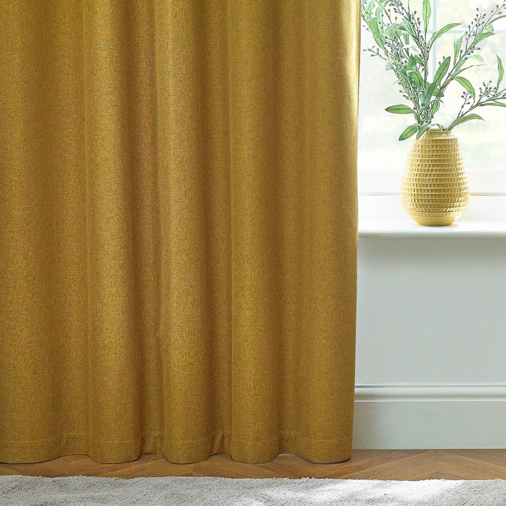 furn. Dawn Mustard Thermal Blackout Eyelet Curtain 168 x 137cm Image 4