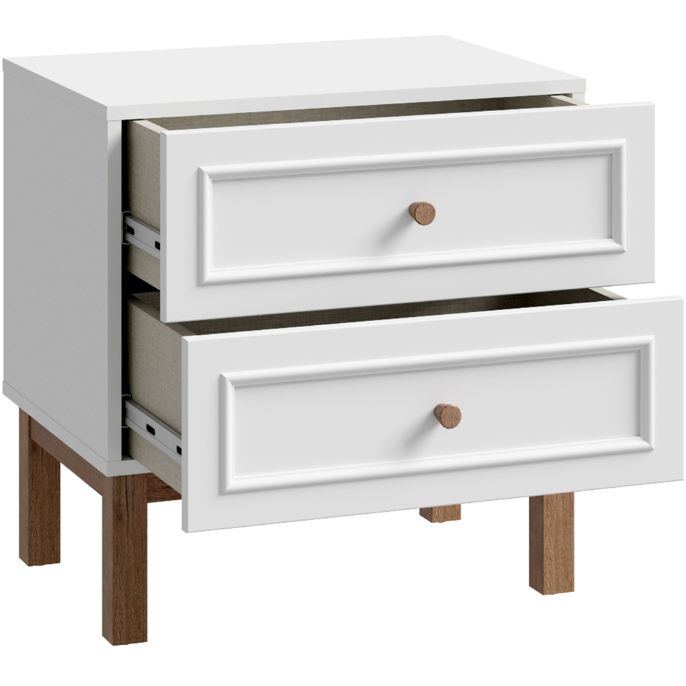 Florence Wensley 2 Drawer Light Grey and Oak Bedside Table Image 4