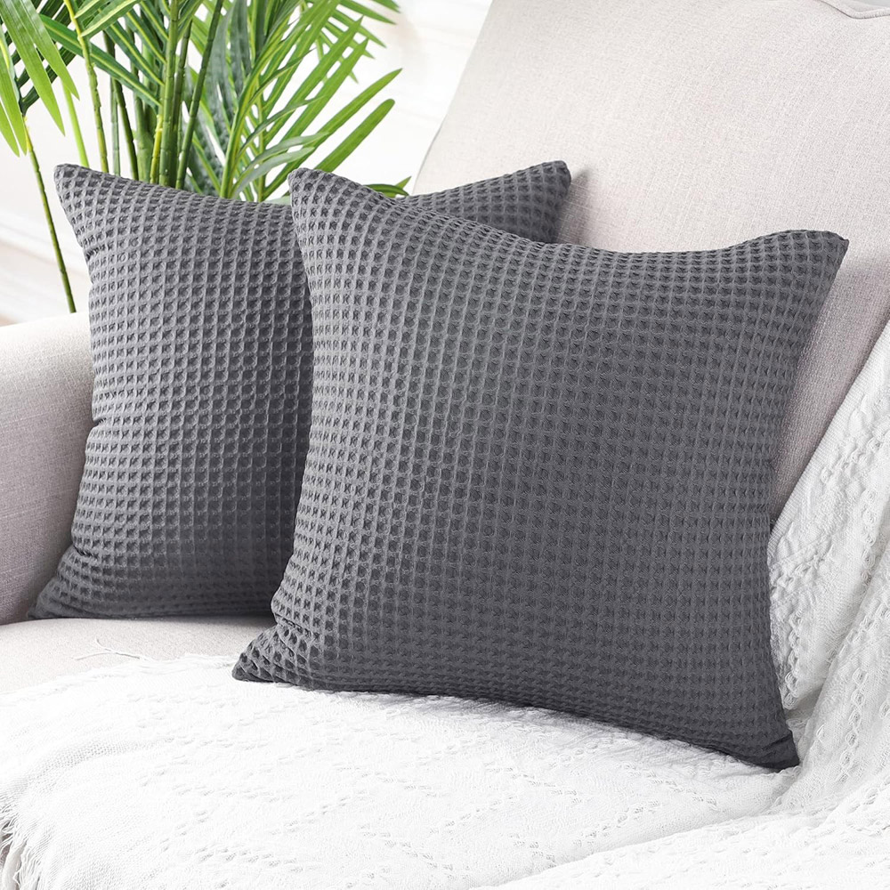 Allure Home Fashions Hotel Graphite Waffle Cushion Cover 2 Pack 50 x 50cm Image 2