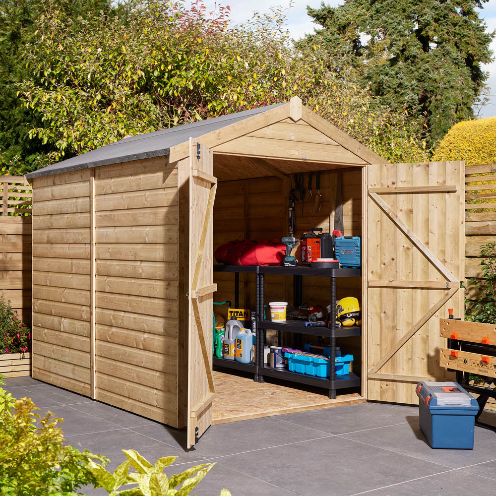 Rowlinson 8 x 6ft Double Door Shiplap Apex Shed Image 2