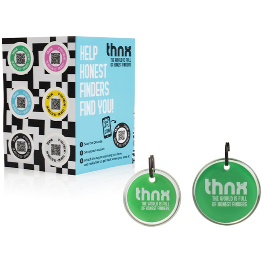 Thnx Green Airtag Keychain and Stickers with QR Code Smart Pack Image 1