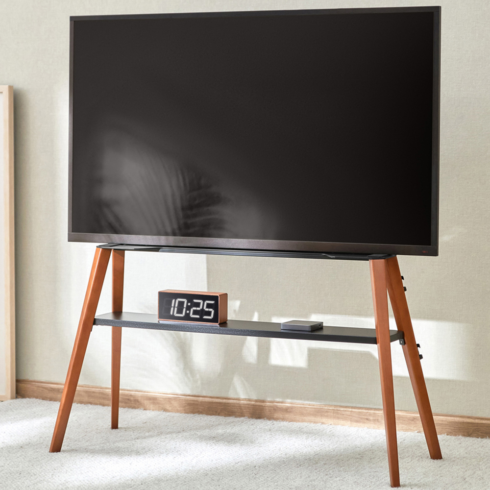 TTAP Roma Single Shelf Dark Wood Easel TV Stand Image 1