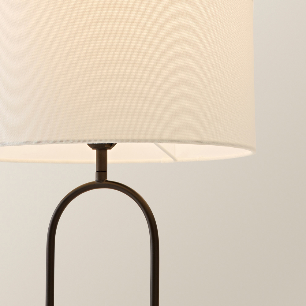 ValueLights Rachel White Linen Lamp Shade Black Arch Marble Base LED Table Lamp Image 3