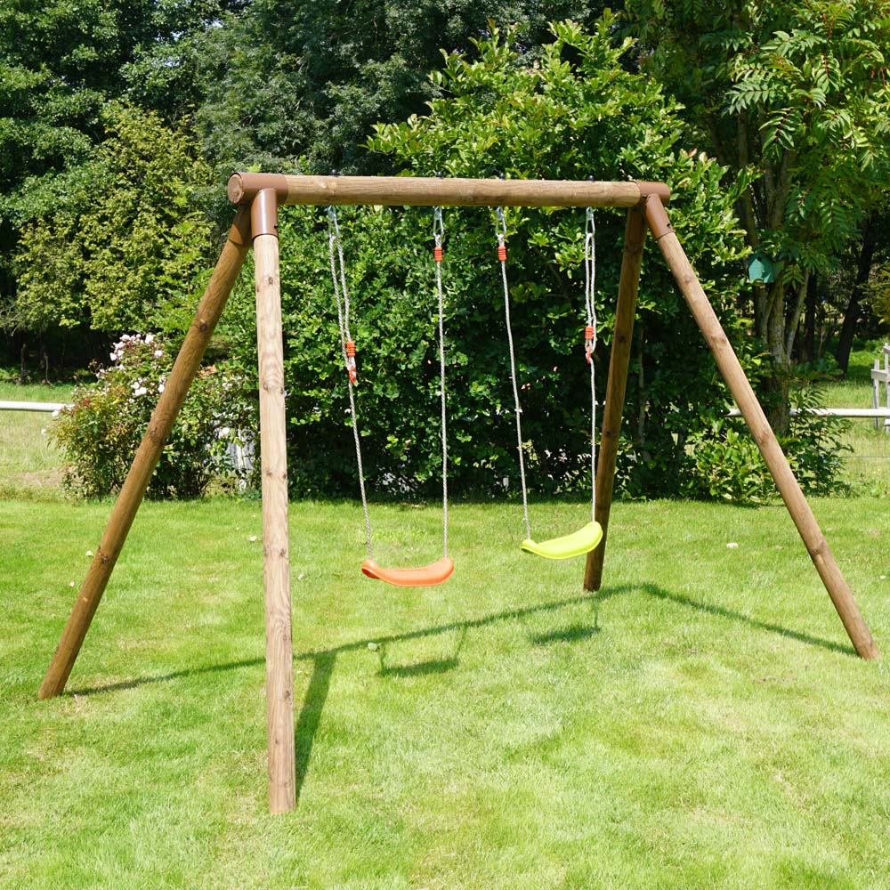 Soulet Alizee Kids Wooden Double Swing Set Image 2