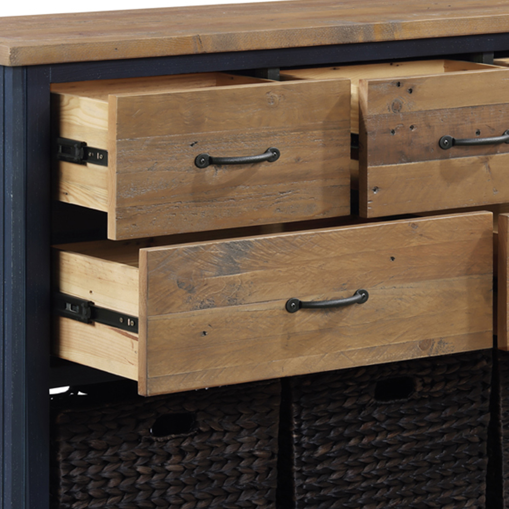 Baumhaus Splash of Blue 5 Drawer Single Shelf Wooden Blue Console Table Image 4