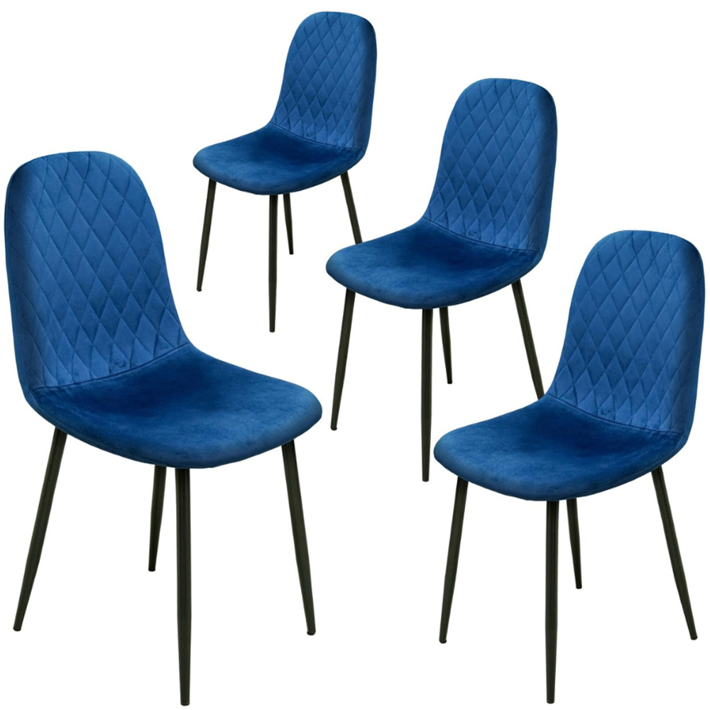 Alivio Set of 4 Blue Velvet Dining Chair Image 3