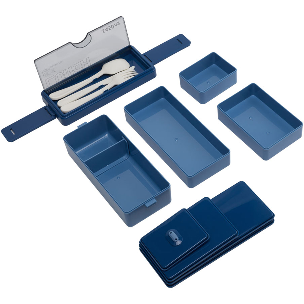 Living and Home 3 Tier 5 Compartment Bento Style Lunch Box with Cutlery Image 7