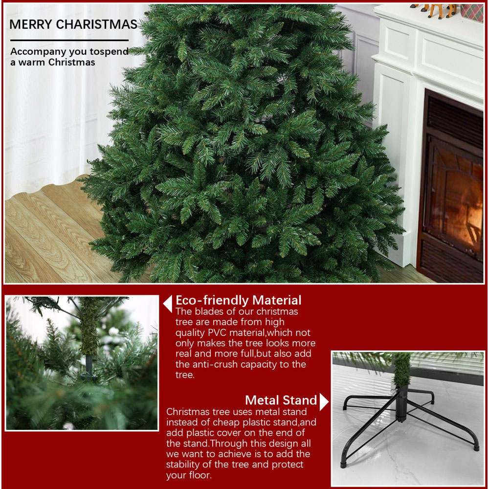 Abrihome Green Artificial Christmas Tree with Iron Stand 7ft Image 5