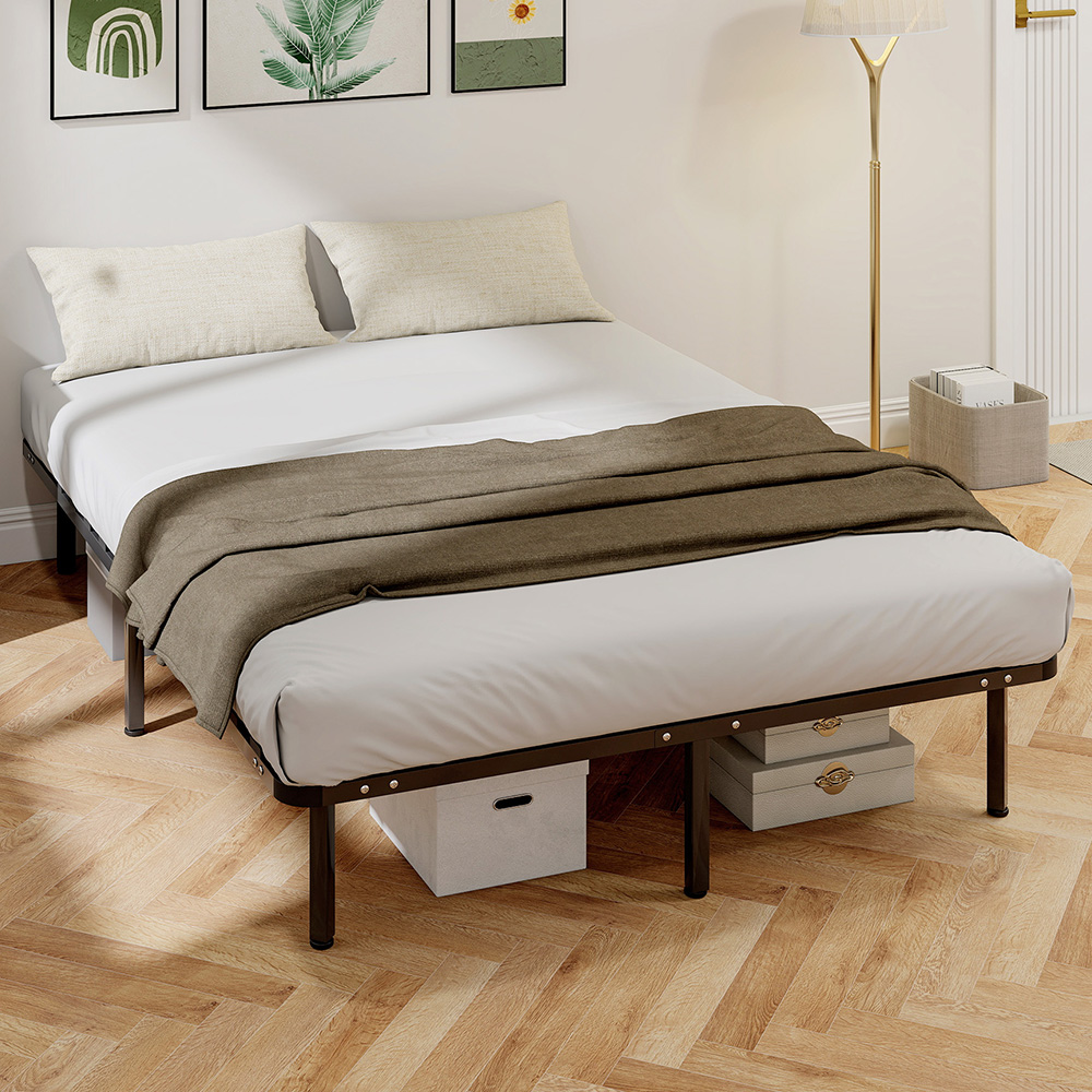 HOMCOM Double Black Metal Platform Bed Frame Image