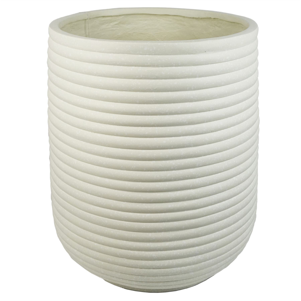 Leaf Mikos White Ridged Composite Planter 46 x 40cm Image 3