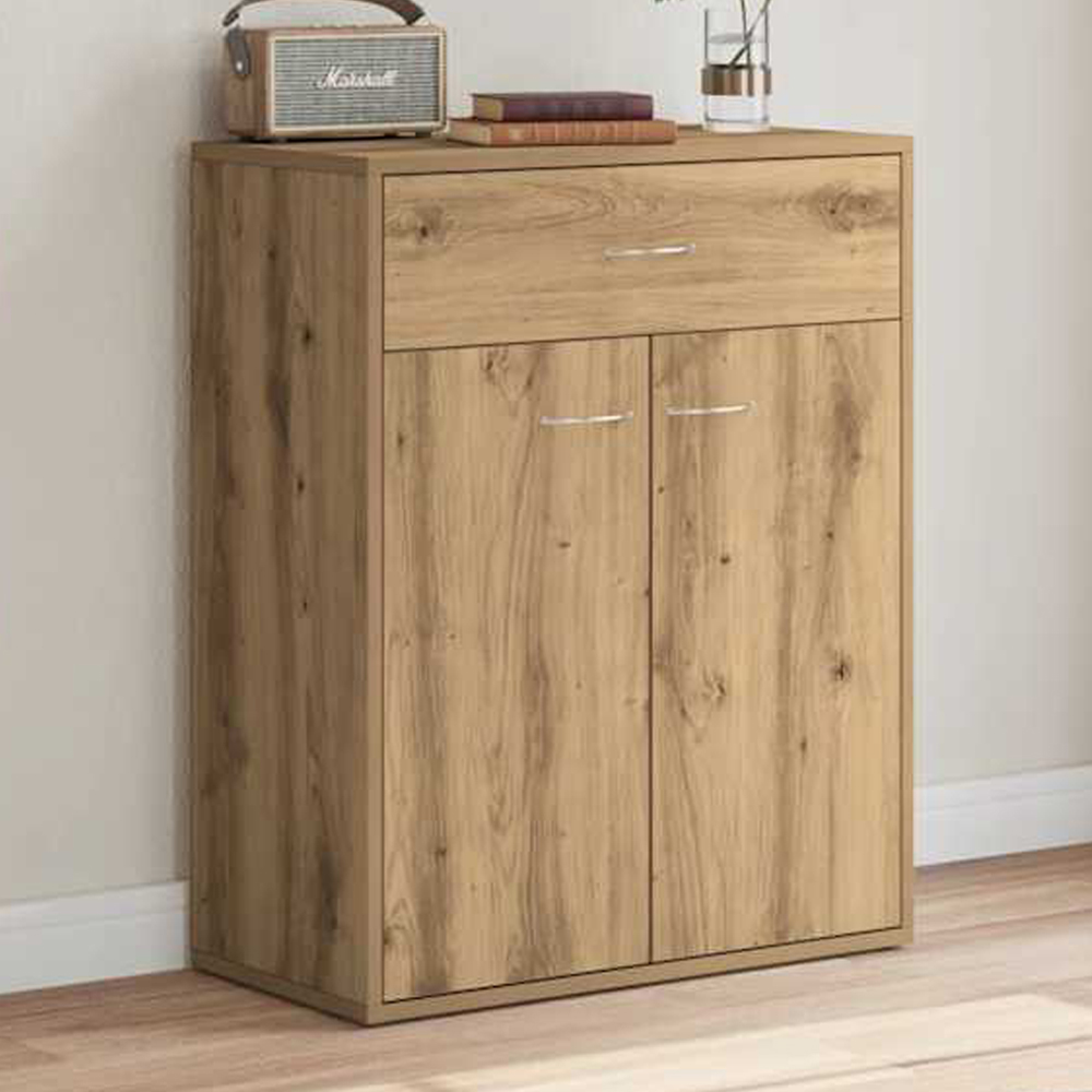 vidaXL 2 Door Single Drawer Artisan Oak Sideboard Image 1