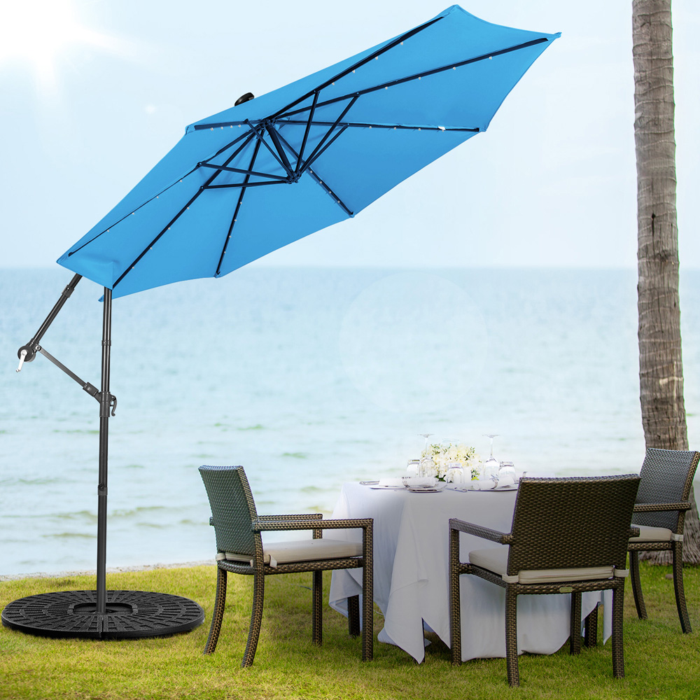 Costway Blue LED Cantilever Parasol 3m Image 3