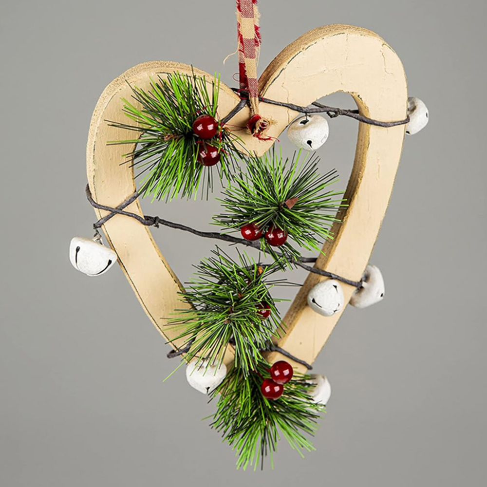 Shatchi Cream Heart Wooden Hanging Christmas Decoration 30cm Image 4