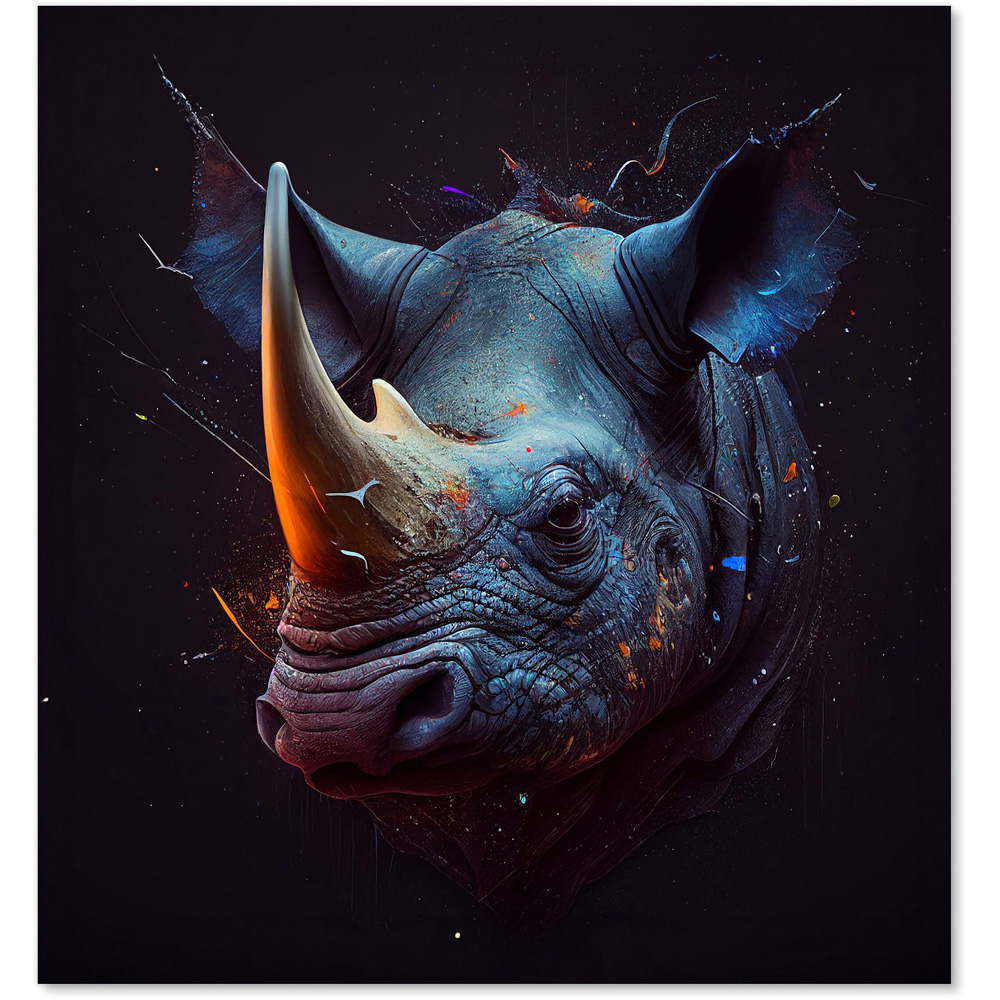 Warren Reed Designer Splashart Rhino Face Glass Kitchen Splashback 75 x 70cm Image 2