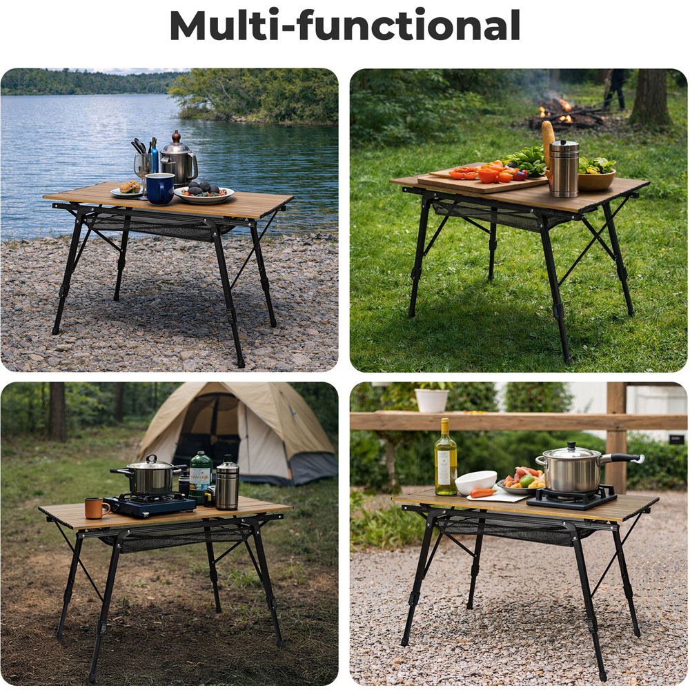 Levede Aluminium Adjustable Height Foldable Camping Table 90 x 52cm Image 4