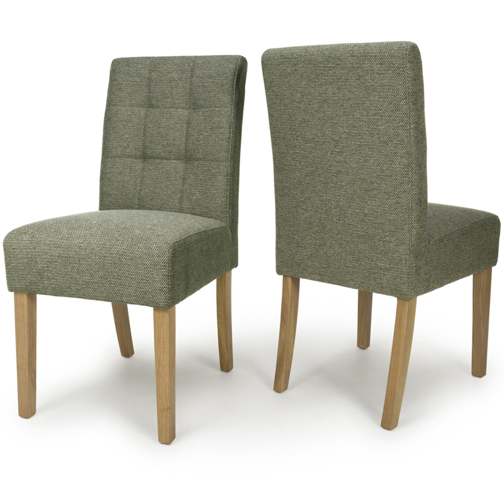 Portland Harlow Olive Weave White Legs Waffle Back Dining Chair Image 7