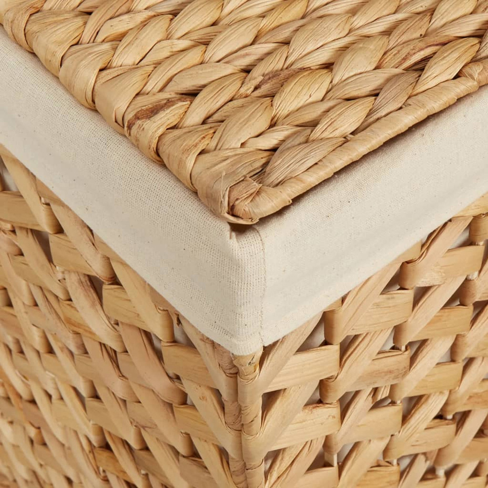 vidaXL 3 Section Brown Water Hyacinth Laundry Basket 52 x 75 x 42.5cm Image 5