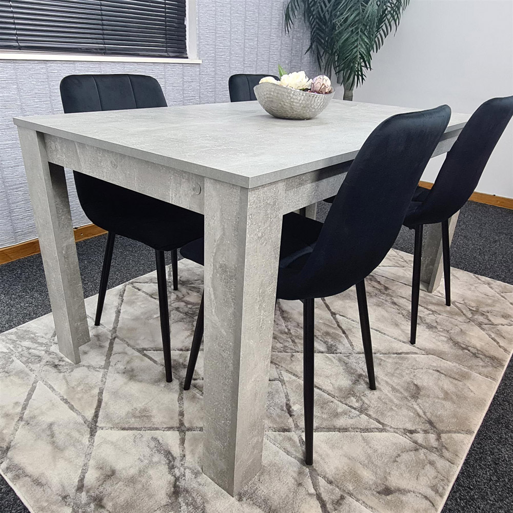 Portland Velvet 4 Seater Dining Set Stone Grey and Black Image 7