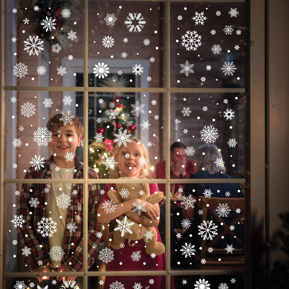 Walplus White Christmas Snowflakes Double-Sided Window Stickers 220 Piece Image 2