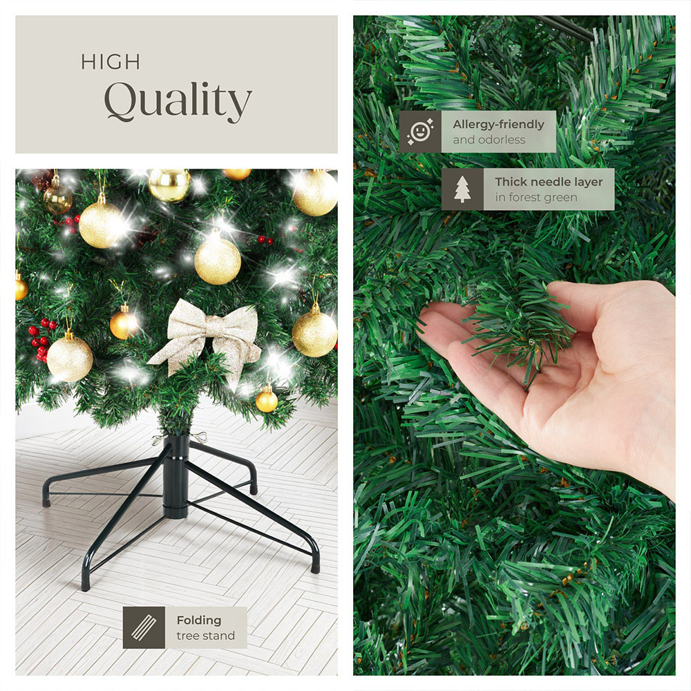 tectake Dense Needle Fir Tree Green Artificial Christmas Tree 6.8ft Image 5
