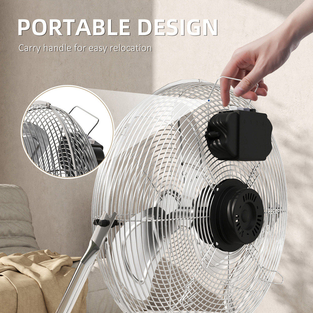 HOMCOM Silver Metal Electric Table Fan 16 inch Image 8