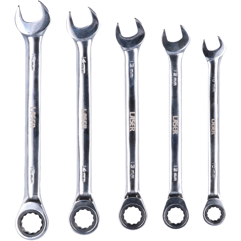 Laser 5 Piece 10-15mm Ratchet Ring Combination Spanner Set Image 4