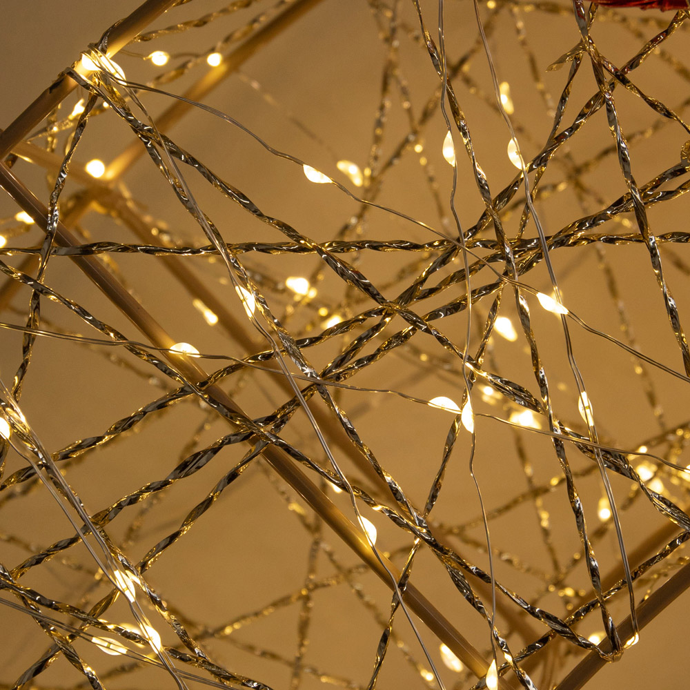 Samuel Alexander 1440 Warm White LED Gold Twist Christmas Wreath with Red Bow 90cm Image 6