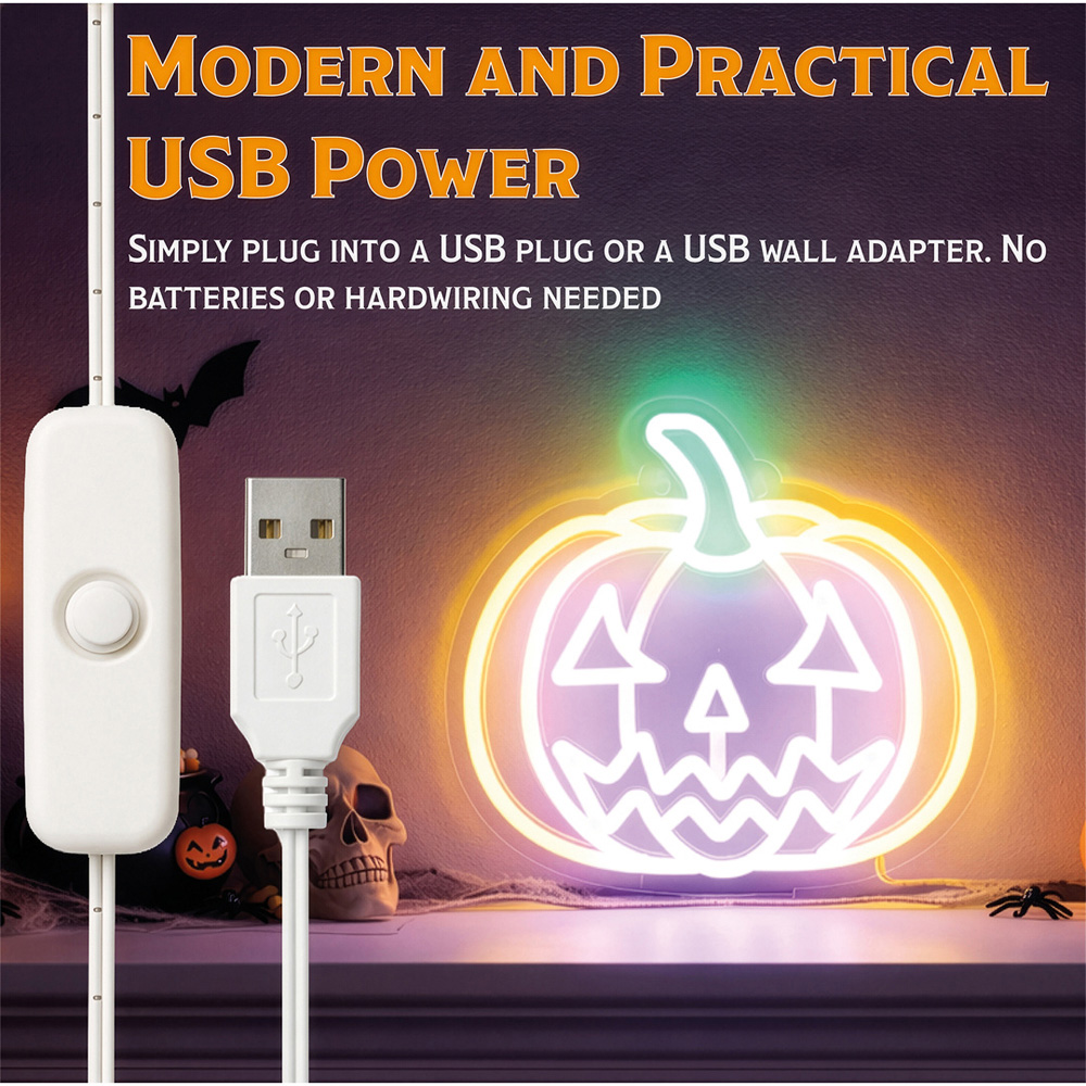 FXLab Pumpkin Silhouette Neon Light Indoor Halloween Decoration 26.1 x 24.8cm Image 6