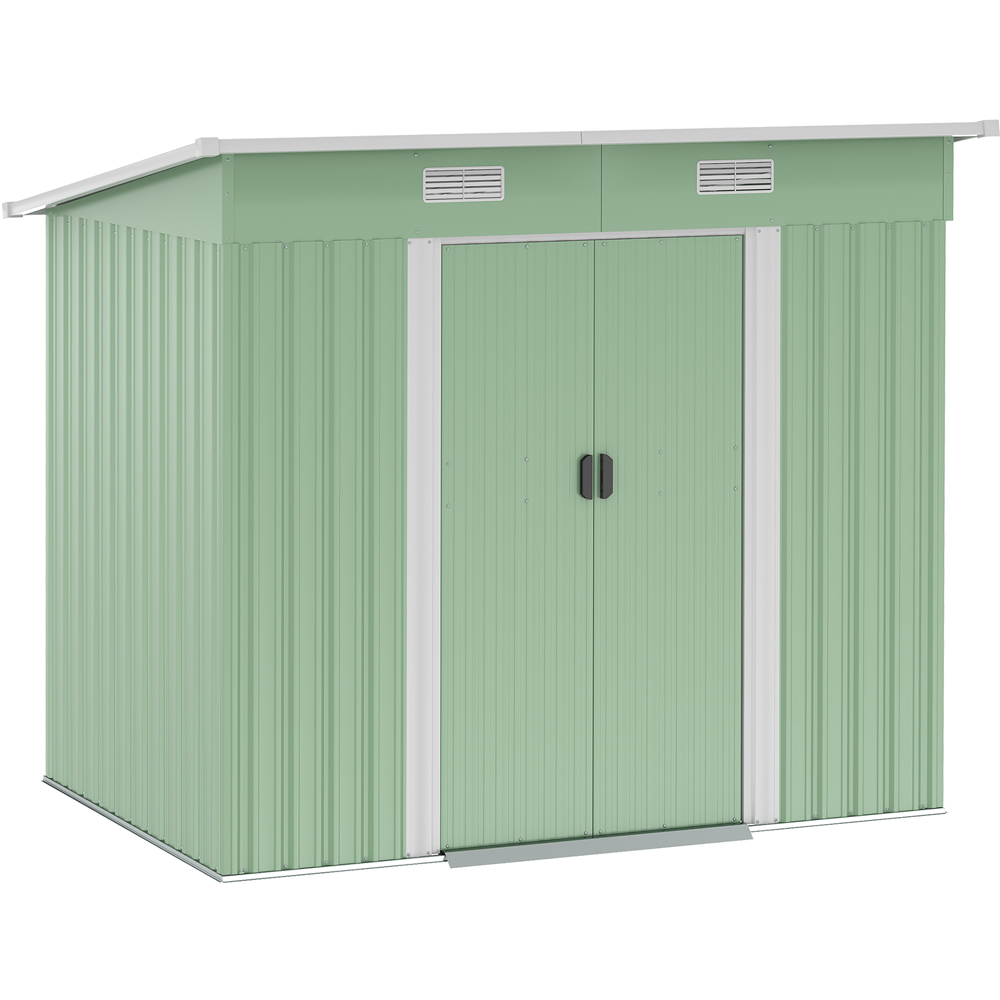 Outsunny 6.8 x 4.3ft Light Green Metal Pent Garden Shed Image 1
