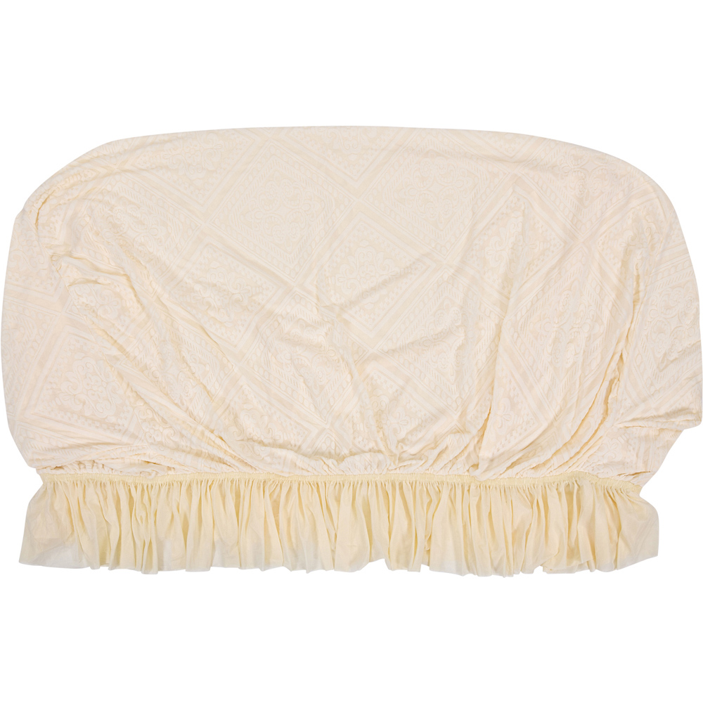 Living and Home 3 Seater Beige Damask 3D Embossed Plush Sofa Cover Image 1